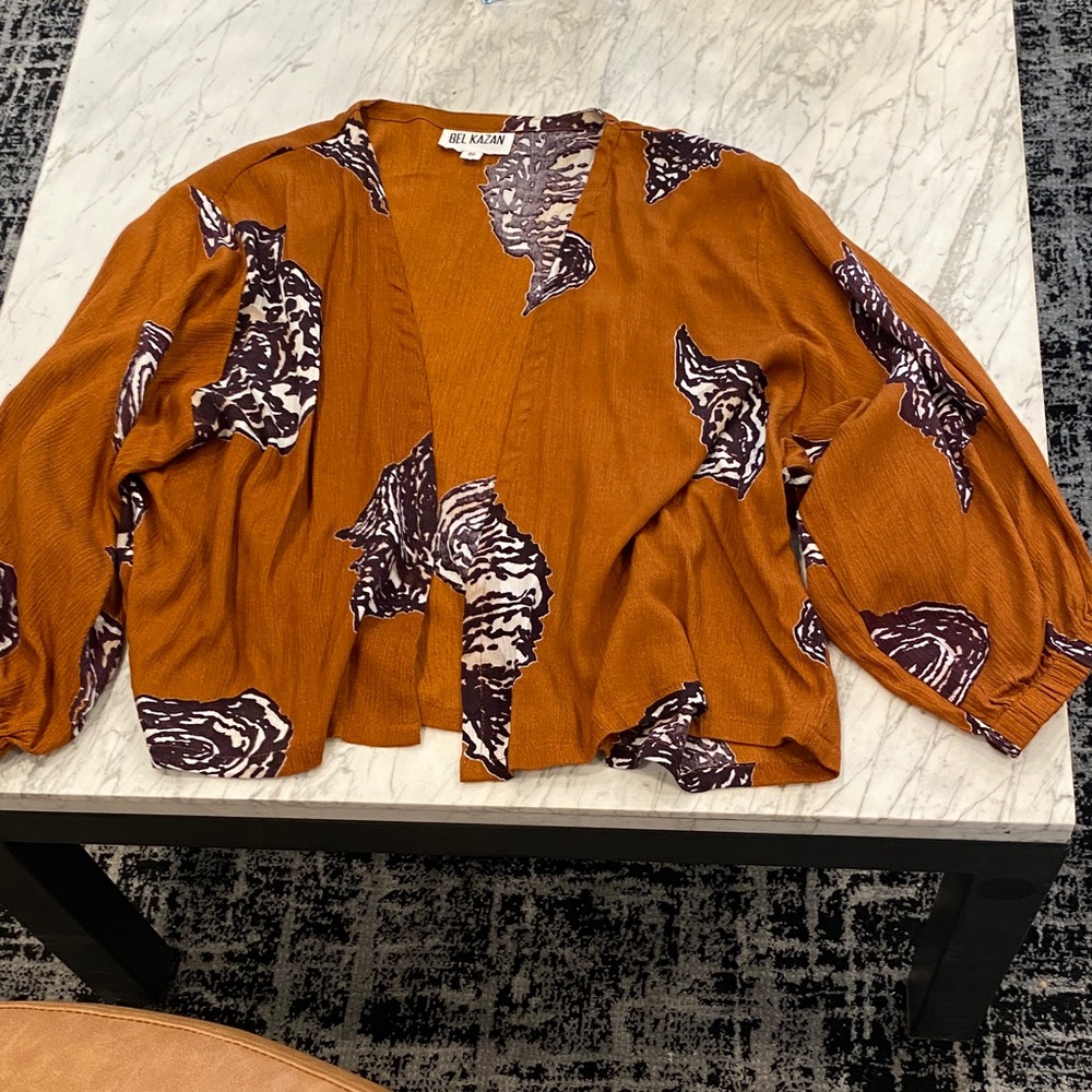 Elegant Rust and White Patterned Blouse